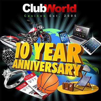 Win Big with Club World Online Casino's 10th Anniversary Celebration